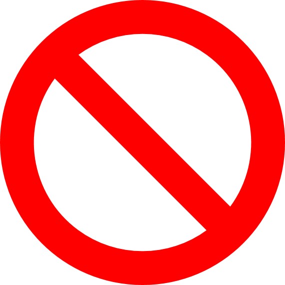 Decorative: the &ldquo;do not&rdquo; symbol of the red circle with a line through it.