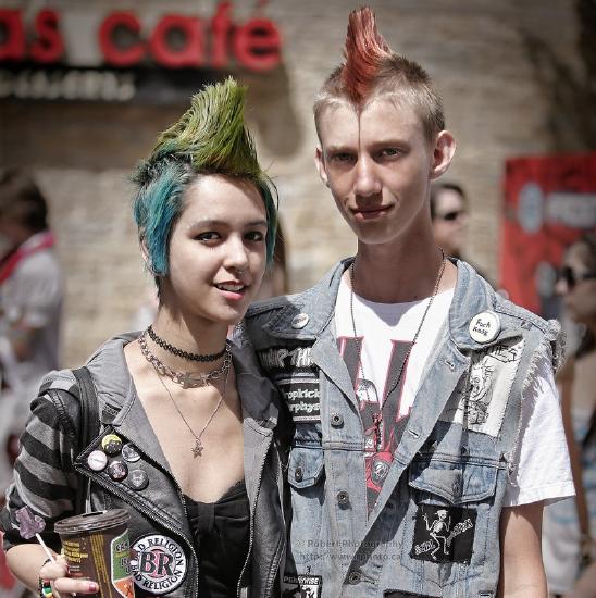 Punk adolescents posing for a photo