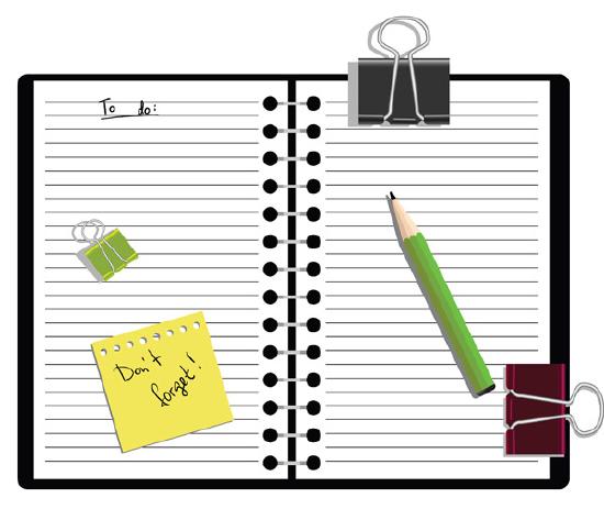 Image of a notebook with "To do:" written at the top of the page and a sticker that reads "don't forget!"