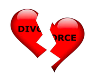 Image of a broken heart with "divorce" written on it