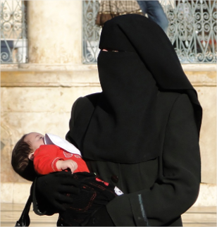 Woman wearing a niqab (veil)