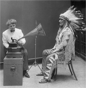 Recording Blackfoot chief Mountain Chief in 1916