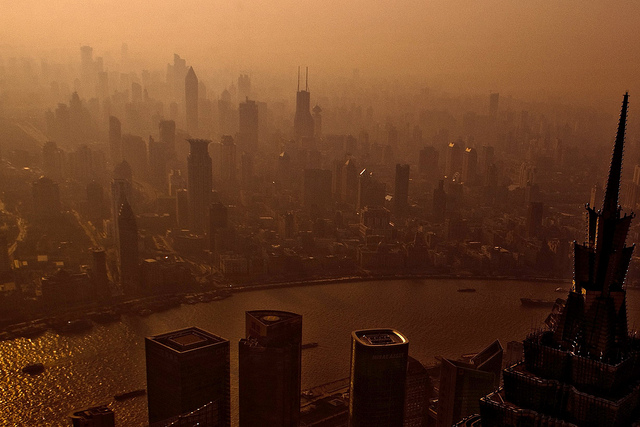 Smog covering the skyline of Shanghai