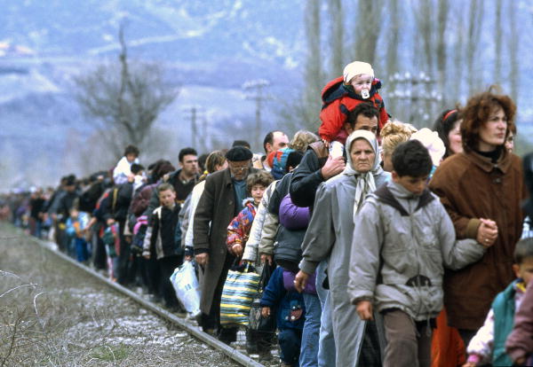 Kosovar refugees fleeing their homeland.