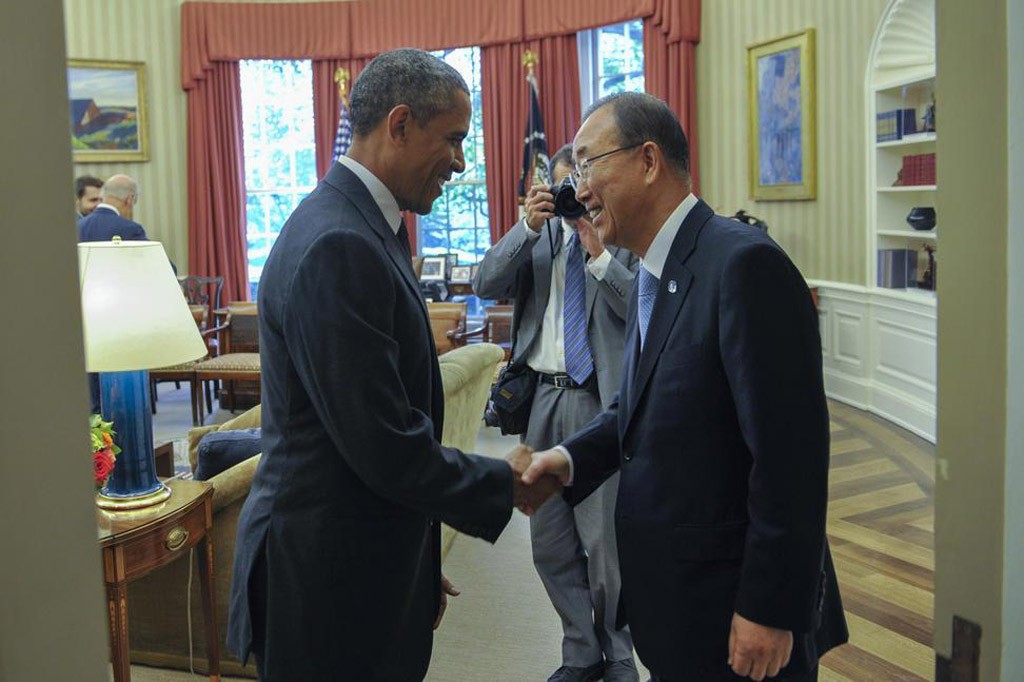 Secretary-General of the United Nations, Ban Ki-moon, meets President of the United States, Barack Obama
