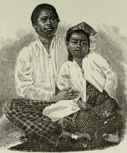 Drawing of a Mother and Child in Malaysia From Anthropology: An Introduction to the Study of Man and Civilization, E.B. Tylor, 1904