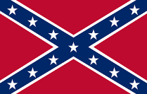 Confederate battle flag featuring a blue cross with white stars on a red background.