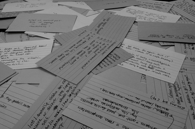 A pile of flashcards.