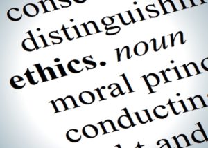 Screenshot of a partial definition of ethics. It says ethics: noun. and moral principle, then the rest of the text is cut off from view.