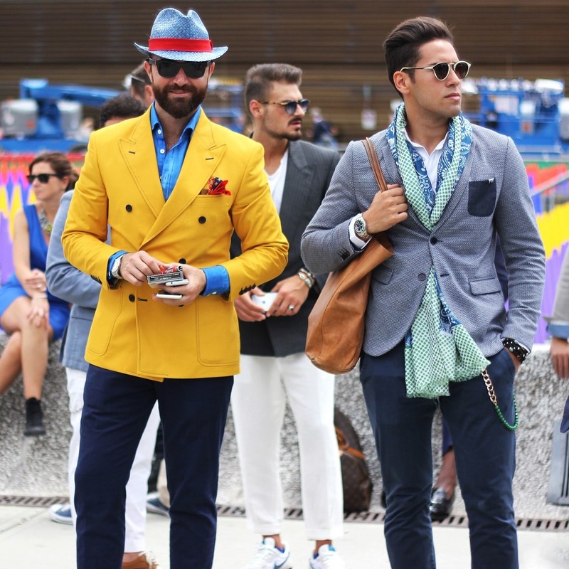 Two men in brightly dressed sportswear