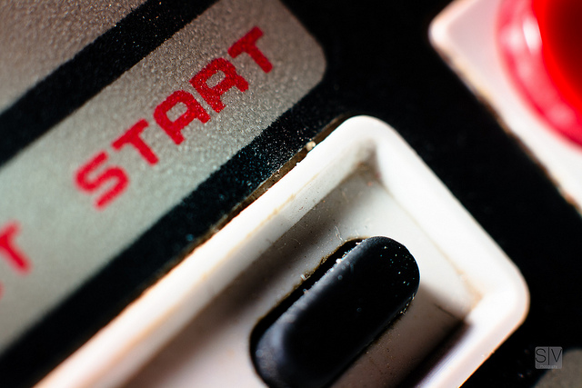 The start button of an old Nintendo controller