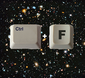 the keyboard buttons CTRL and F floating in a field of stars