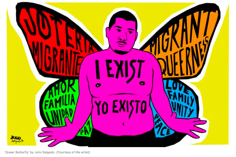 "Queer Butterfly" by Julio Salgado. Artwork of a man with butterfly wings.