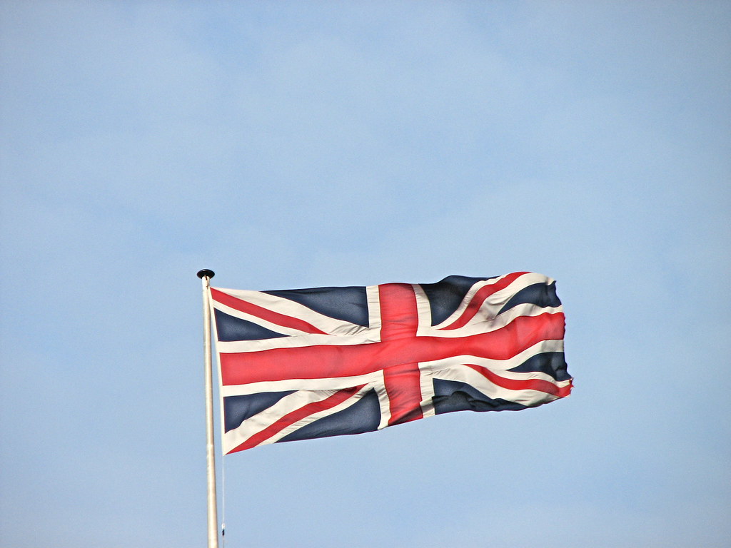 Picha ya bendera ya Uingereza inayojulikana kama Union Jack.