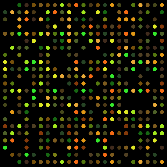 Microarray chip with fluorescent labeled probes that hybridize with DNA to detect homozygous and heterozygous nucleotides throughout the genome.