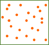 Illustration of food randomly distributed when it has neither uniform nor clumped distribution.