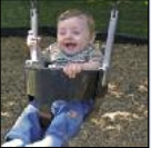 infant in bucket swing