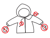 chaqueta sin símbolos sobre cordón y mitones conectados