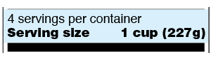 Etiqueta de muestra de tamaño de porción