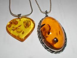 A few amber pieces that have been turned into beautiful pendants.