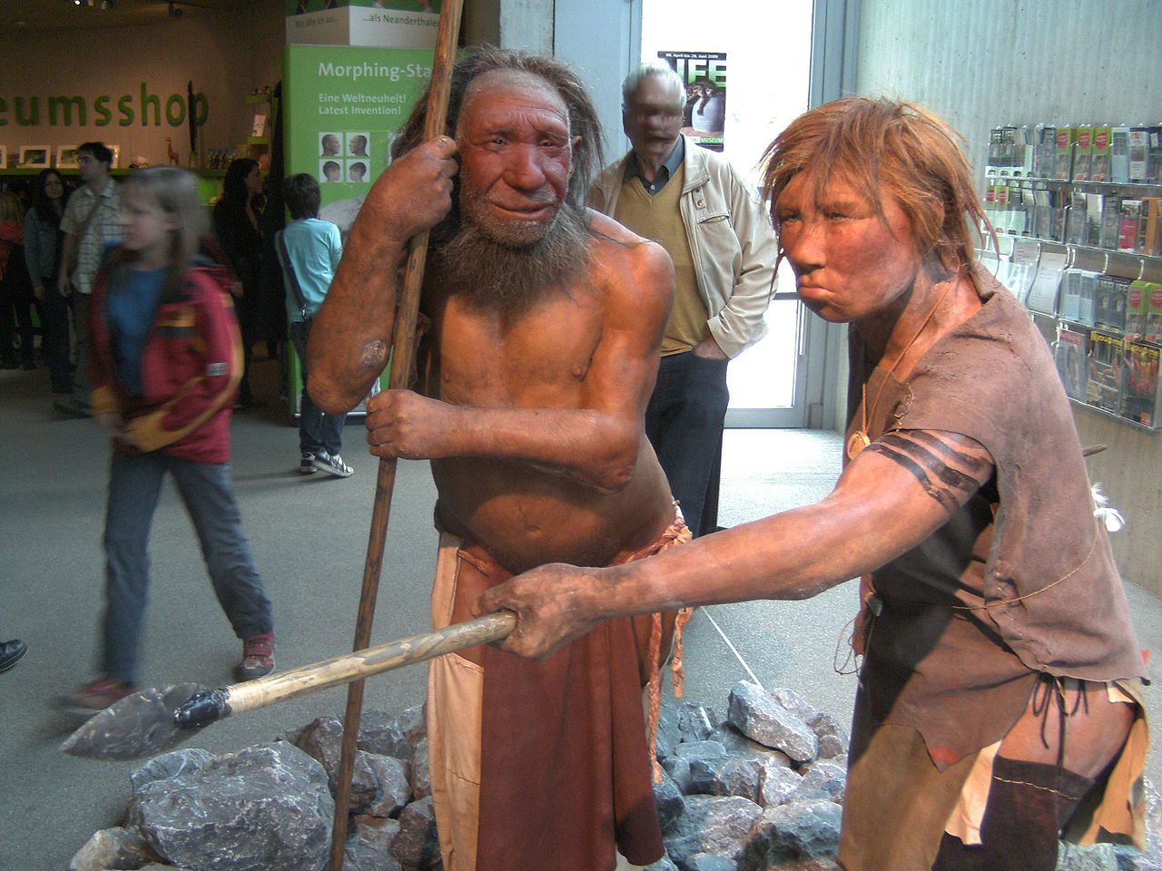 Artistic reconstruction of Neanderthals.