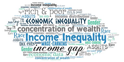 A word cloud about economic inequality.
