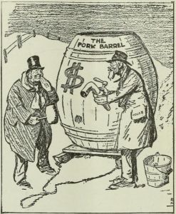 Cartoon of a Pork Barrel in 1849