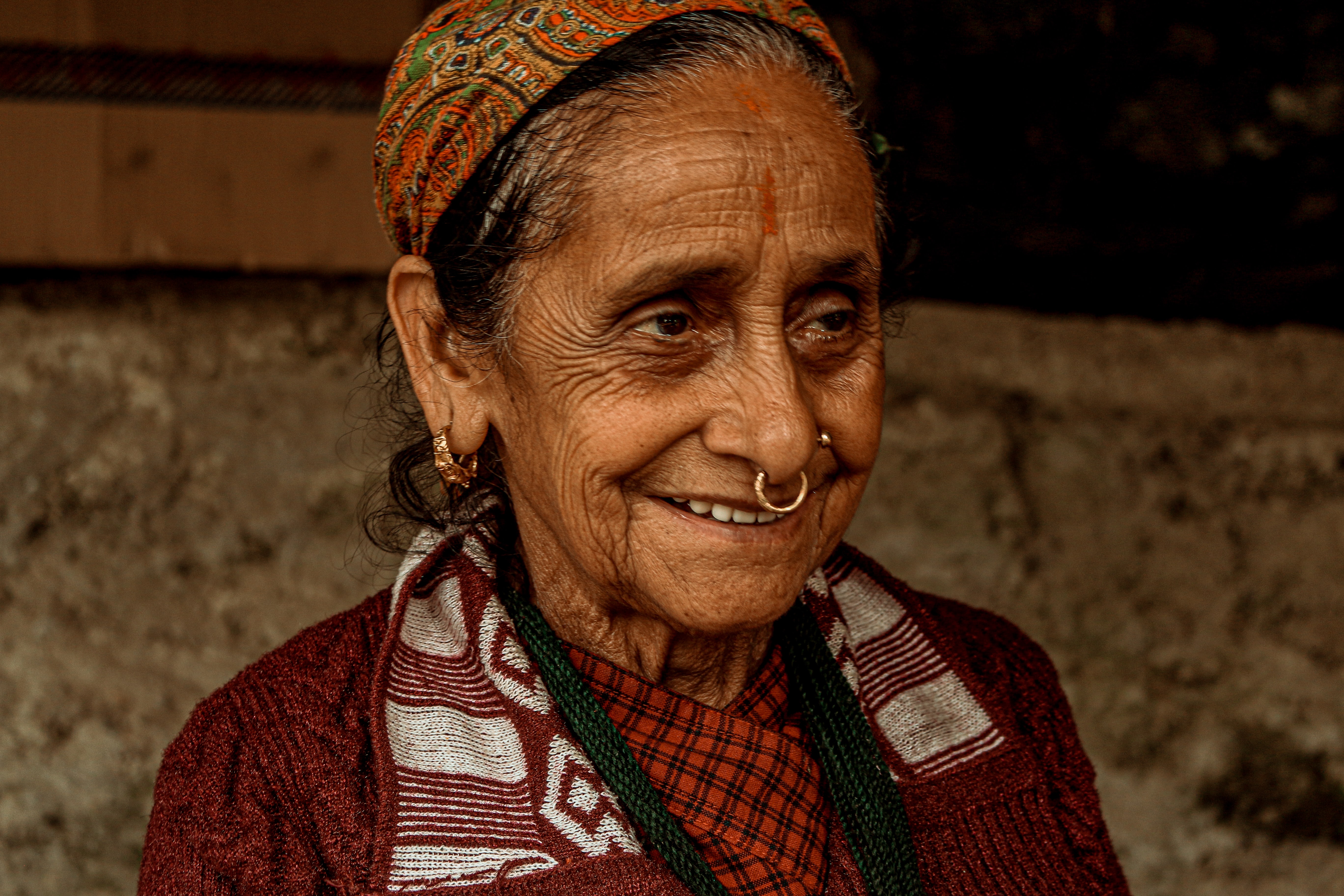 An elderly woman.