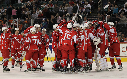 Une photographie montre une équipe de hockey.
