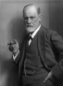 A black and white photo of Signumd Freud.