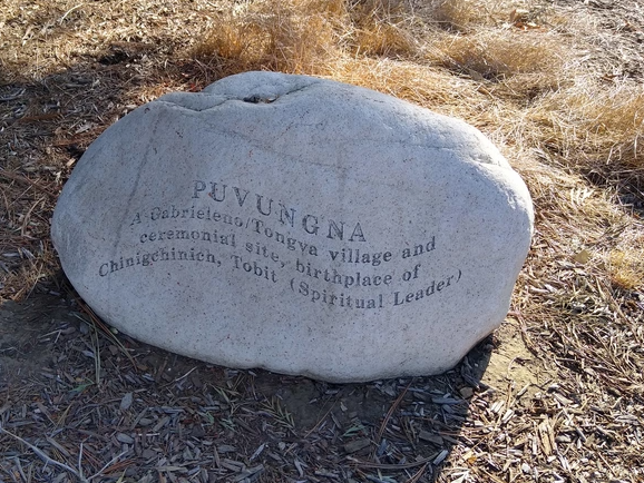 A picture of the Puvungna Rock at California State University Puvungna.