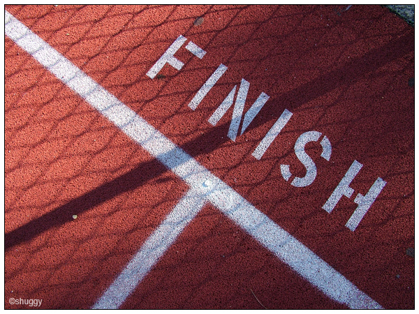 Finish line on a running track
