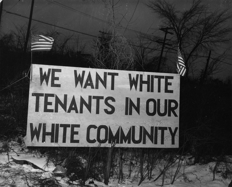 sign says we want white tenants in our white community
