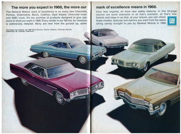 Magazine ad from 1968 advertising cars.