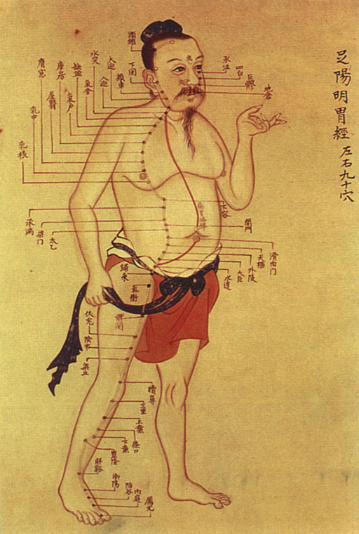 Old Chinese medical chart of acupuncture meridians