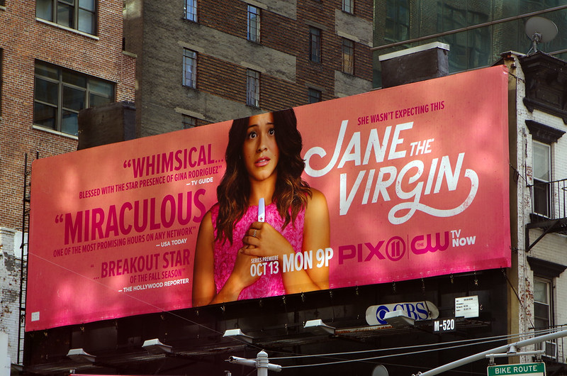 Billboard for the television show "Jane the Virgin" staring Gina Rodriguez