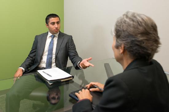 Man speaks during a job interview