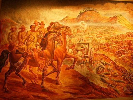 Painting titled The Taking of Zacatecas