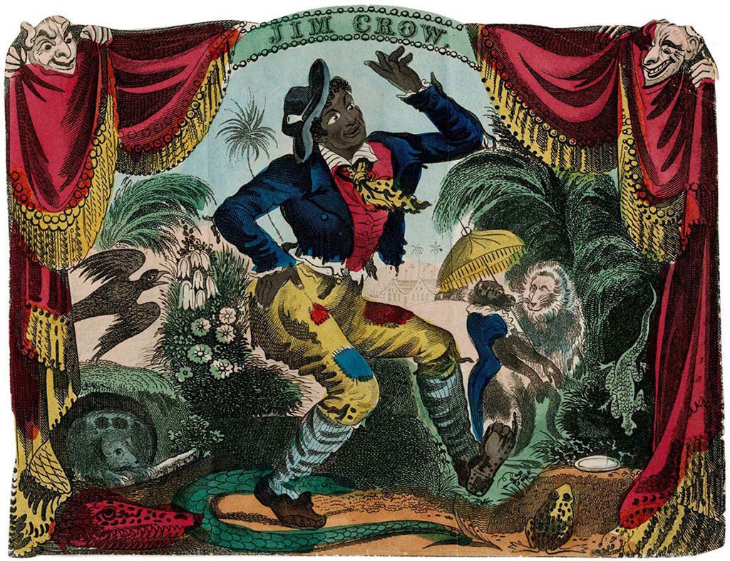 Peinture d'époque représentant Thomas Rice jouant Jim Crow dans Blackface