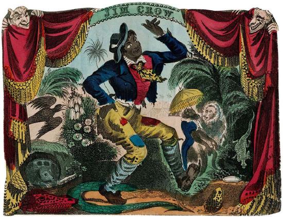 Period painting of Thomas Rice playing Jim Crow in Blackface