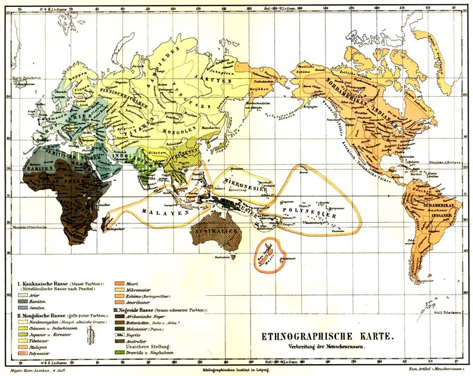 Carte ethnographique de Meyers datant de la fin du XIXe siècle