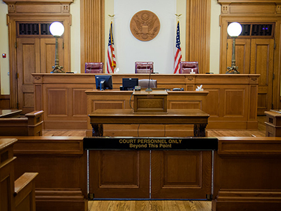 Interior of an empty courtroom