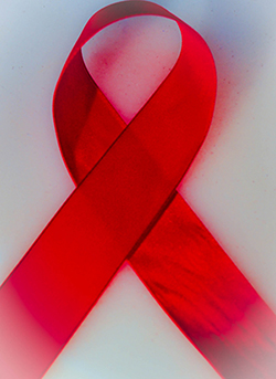 Red AIDS ribbon.