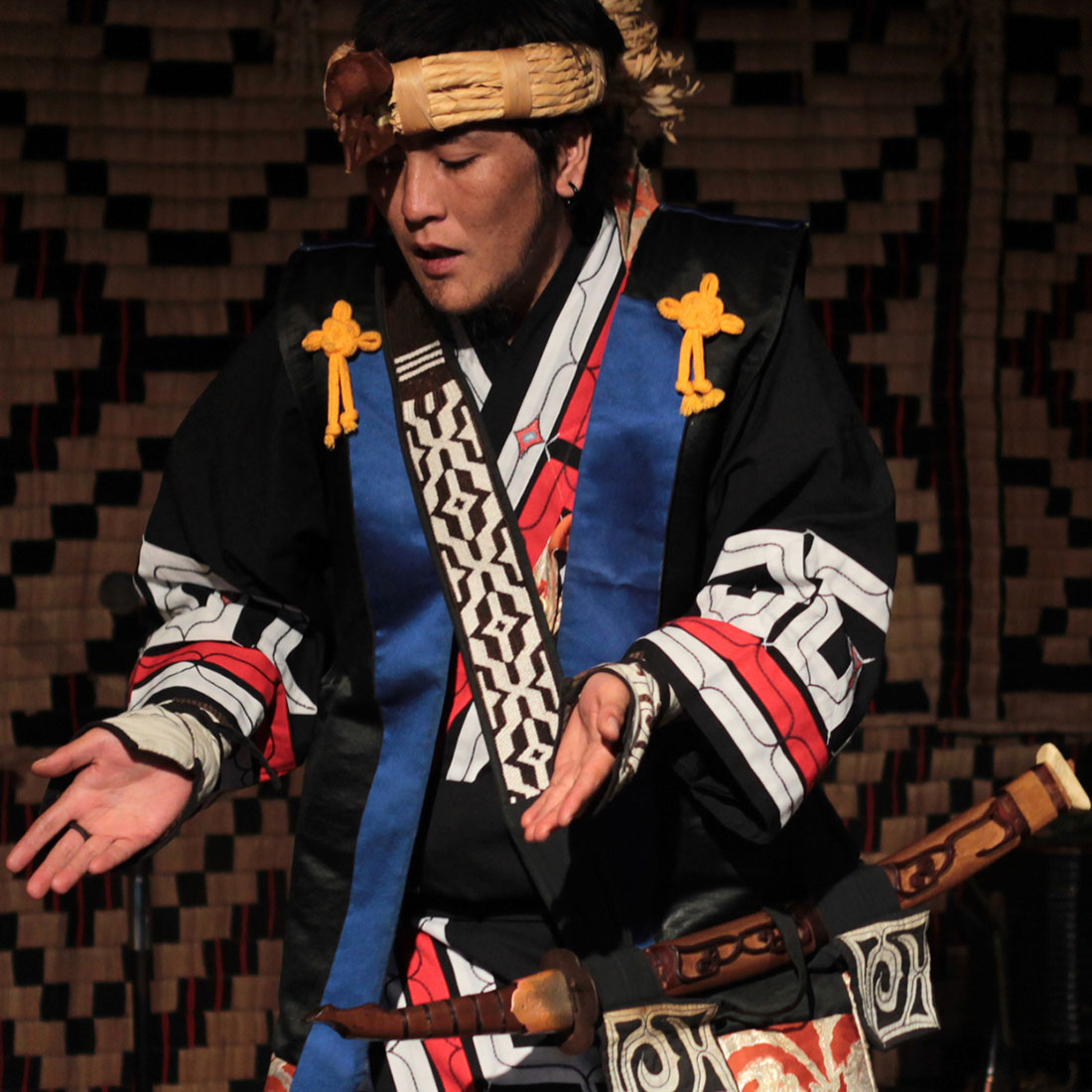 Modern Ainu man in traditional dress.
