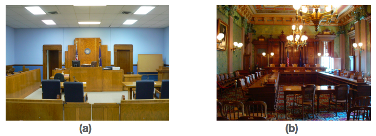 Two different courthouse setups are shown here. Two different courthouse setups are shown here.