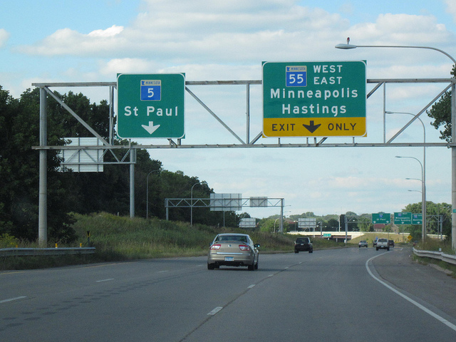 A highway with highway signs