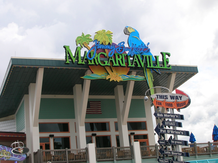 Image of Margaritaville restaurant and bar, owned by Jimmy Buffet, which has a large following of fans.