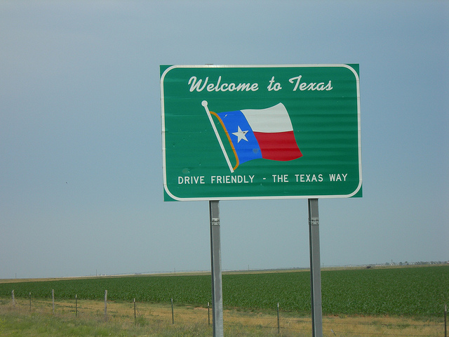 Bienvenido a Texas Highway Sign