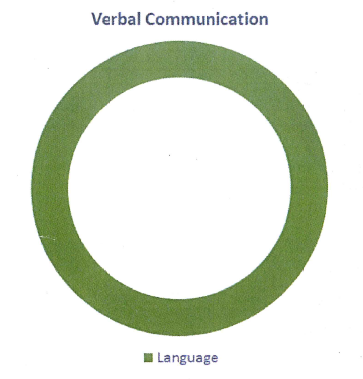 A chart labeled Verbal Communication. It depicts a full circle in green, with green labeled as Language.