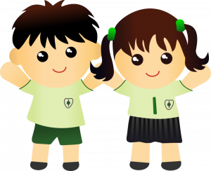 Two kids - a boy and girl - in school uniform